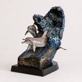 Serenade bronze dolphin sculpture, three-quarter view