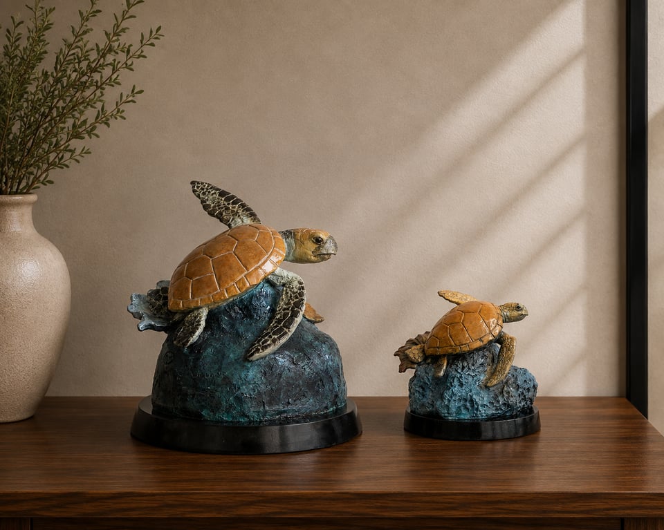 Freedom — Wyland bronze sea turtle memorial sculpture urns in two sizes