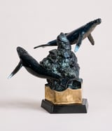Majestic bronze humpback whale sculpture, three-quarter view