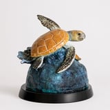 Freedom bronze sea turtle sculpture, three-quarter view