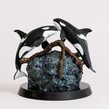 Devotion bronze orca sculpture, three-quarter view