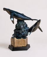 Majestic bronze humpback whale sculpture, side profile
