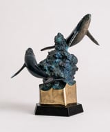 Majestic bronze humpback whale sculpture, side view