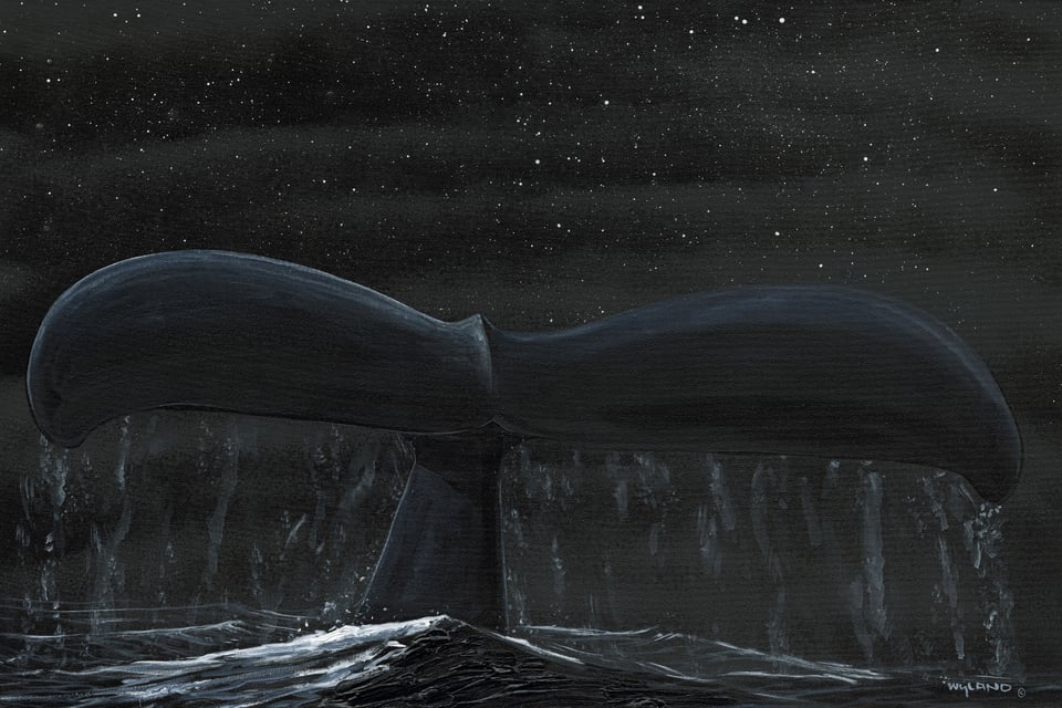 Humpback Sounding — an embellished Wyland humpback painting