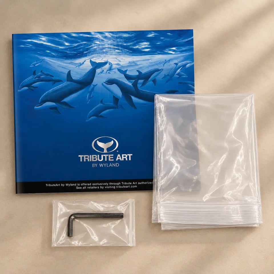 Included Tribute Art by Wyland materials, bags and Allen key