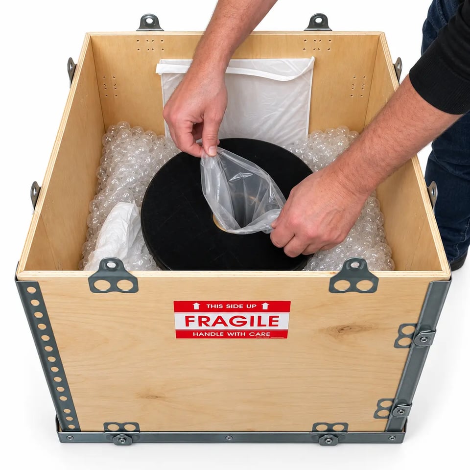 Empty bag being inserted into the memorial compartment