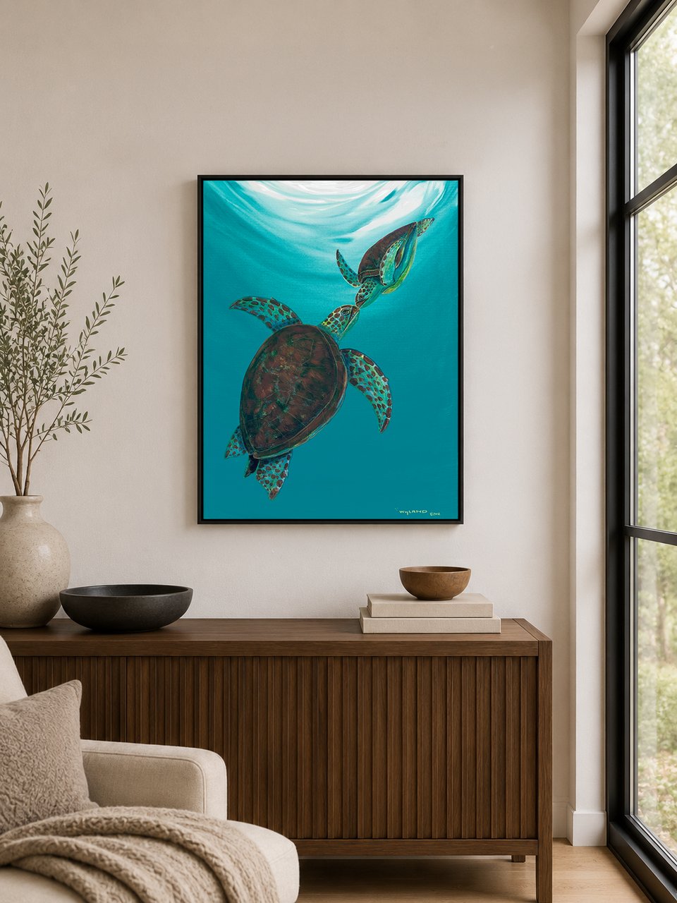 Wyland's Kiss the Sea Turtles painting