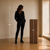 Walnut Tribute Pillar shown at 42 inches tall beside a person for scale