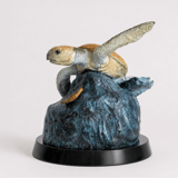 Freedom bronze sea turtle sculpture, side profile