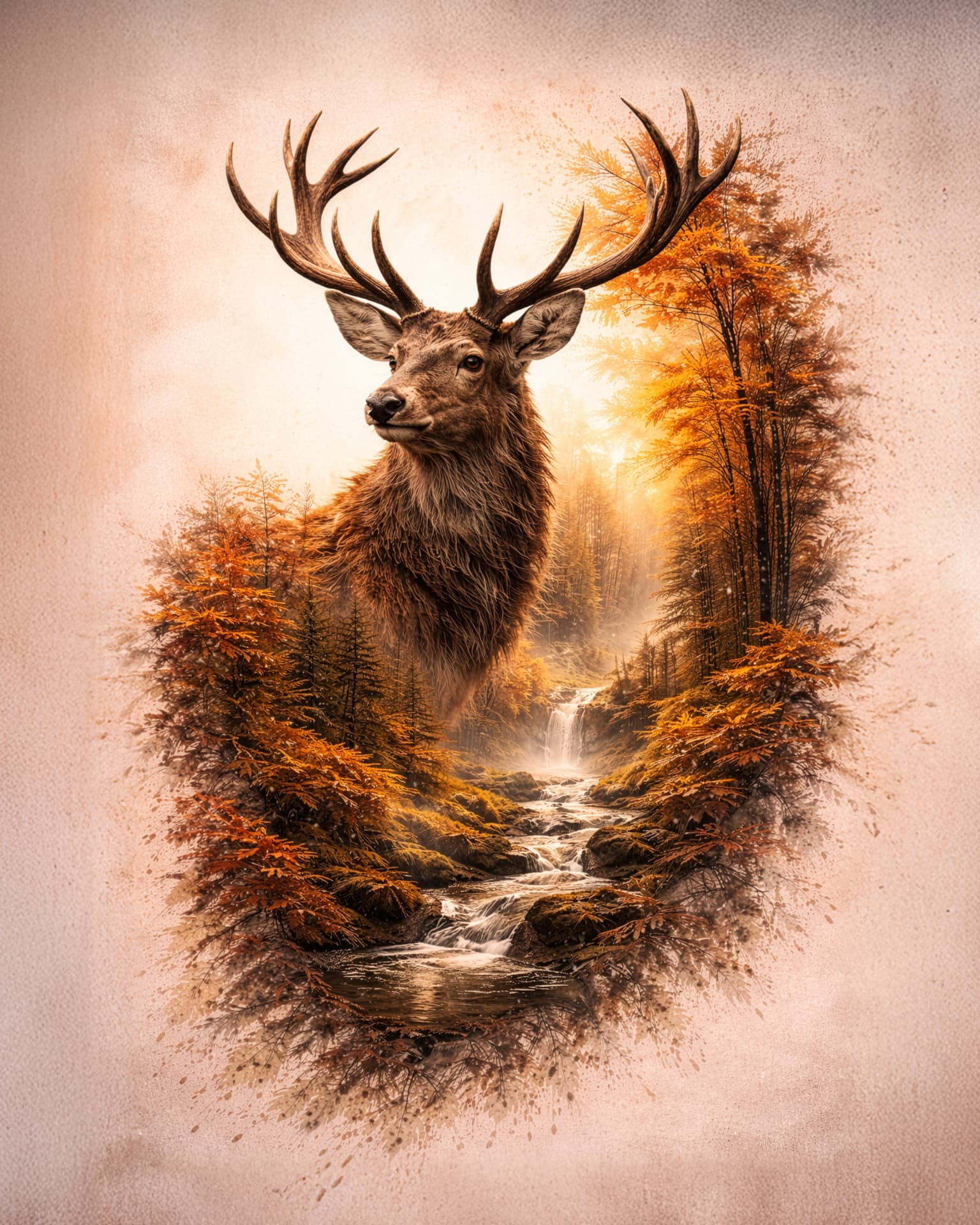 Woodland Stag — a mixed-media painting by Tamara Bolger